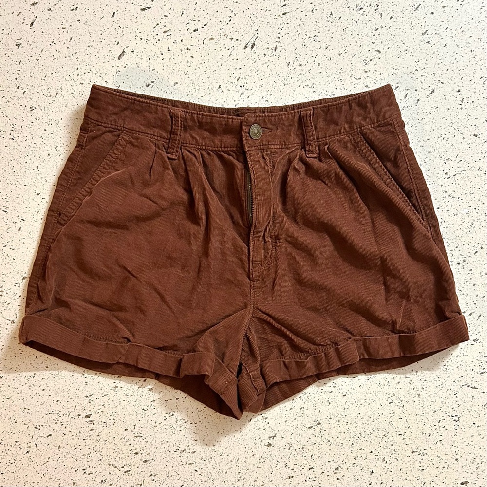 American Eagle Brown Corduroy High Waist Cuffed Shorts Size 4